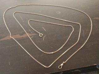 Vintage Anchor Link Style 12k Gf Pocket Watch Chain W/ Swivel & Spring Ring,  46 "