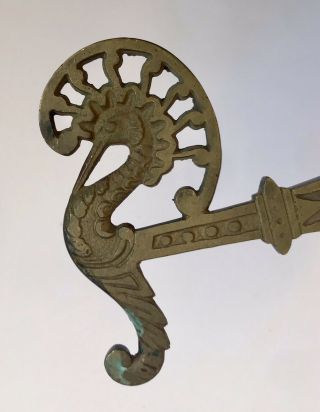 Antique Victorian Ornate Cast Brass Wall Hook Bird Figure Phoenix Unique Rare