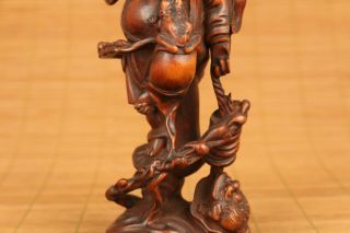 Antiques old boxwood hand carving bring wealth Buddha statue figue netsuke gift 3