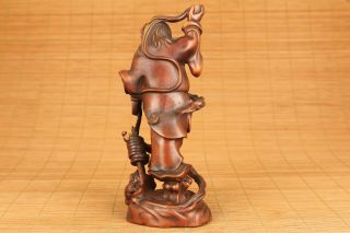 Antiques old boxwood hand carving bring wealth Buddha statue figue netsuke gift 6