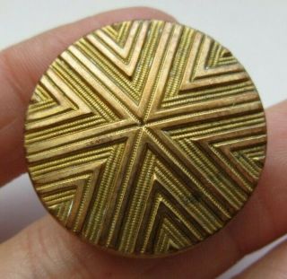 Rare Remarkable Antique Vtg 18th C Wood Back Gold Gilt Metal Button 1 - 1/8 " (f)