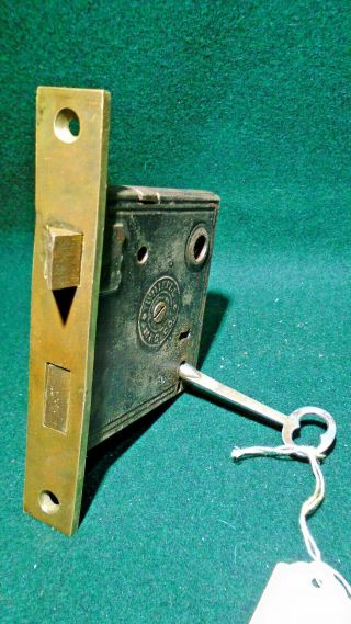 Vintage Whipple Mfg.  Co.  Mortise Lock W/key - Reconditioned - (11232)