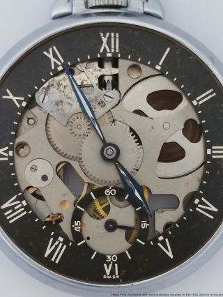 Scarce Shell Oil Girard Perregaux Skeleton Pocket Watch to Fix 3