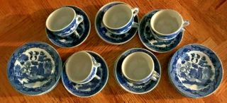 VINTAGE BLUE WILLOW CHILD ' S TEA SET - 10 CUPS/SAUCERS/DESSERT PLATES - JAPAN 3