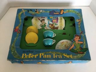 Vintage Peter Pan Tin Litho Tea Set With Box J.  Chein & Co.  Walt Disney