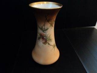 Antique " Warwick " 10ga Pottery Porcelain Portrait 11 " Trumpet Vase - Pine Cones