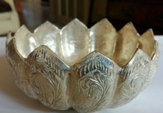 Antique/vintage Indian Silver Open Lotus Flower Bowl - 153 Gms