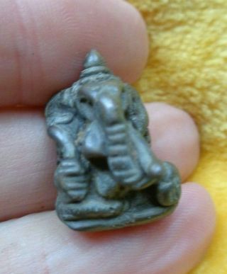 Antique Thai Bronze Buddha Ganesha / Ganesh Elephant God Amulet Charm