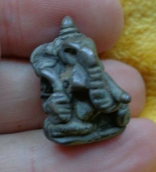 ANTIQUE THAI BRONZE BUDDHA GANESHA / GANESH ELEPHANT GOD AMULET CHARM 3