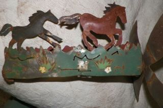 Antique Mechanical Horses Whirligig Folk Art Weathervane