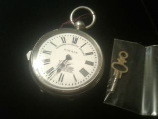 Size 12,  SINAlA Pocket Watch,  Key Wind,  Key Set.  Choo - Choo Dial.  (Russian?) 5