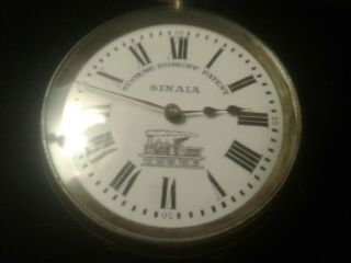 Size 12,  SINAlA Pocket Watch,  Key Wind,  Key Set.  Choo - Choo Dial.  (Russian?) 6