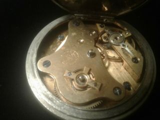 Size 12,  SINAlA Pocket Watch,  Key Wind,  Key Set.  Choo - Choo Dial.  (Russian?) 8