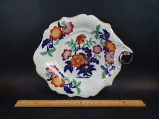 Antique 19th C.  English Staffordshire Imari Ironstone Masons Style Dish Ridgway