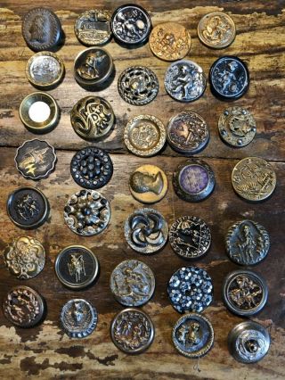 35 Antique Shankless Buttons,  Circa 1880’s (9)