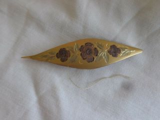 ANTIQUE VICTORIAN ENGRAVED ETCHED FLOWERS GOLD FILLED SEWING TATTING SHUTTLE 3