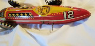 Vintage Large Marx 12 Wind Up Tin Litho Race Car