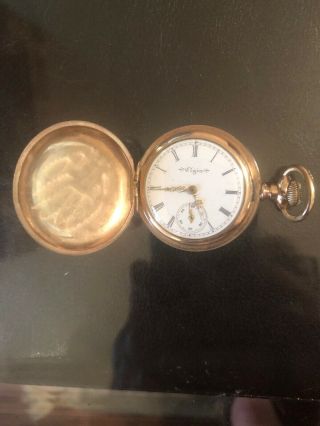 ELGIN 10k GOLD FILLED CASE FANCY DIAL GREAT POCKET WATCH 1895 3