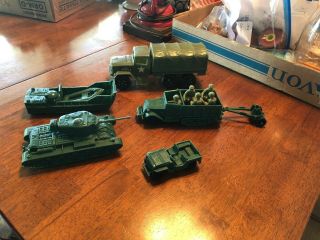 Battleground Marx Vintage Play Set Tank,  Trucks Men Covered Truck Boat,  Jeep