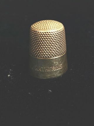 Antique 14k Gold Thimble Mono " Katherine " (225018)