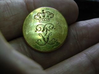 Rare King George Of Saxony Royal Cypher 23mm Button Jennens 1902 - 04 2 Yr Reign