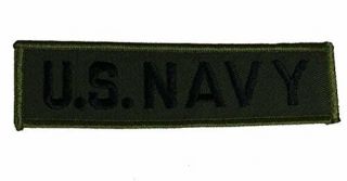 Usn U.  S.  Navy Name Tape Style Tab Patch Od Olive Drab Green Black