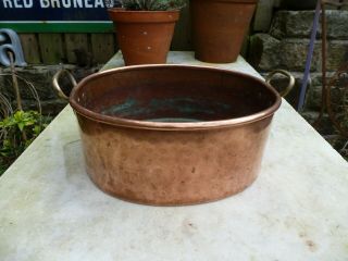 Vintage Copper Trough Planter Plant Pot Garden Window Box Jam Pan Brass Handles