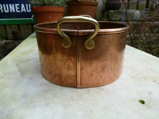 Vintage copper trough planter plant pot garden window box jam pan brass handles 2