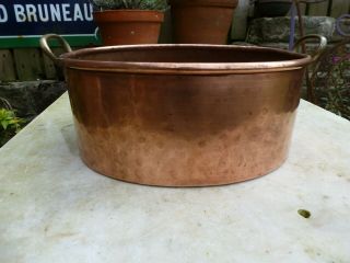 Vintage copper trough planter plant pot garden window box jam pan brass handles 3