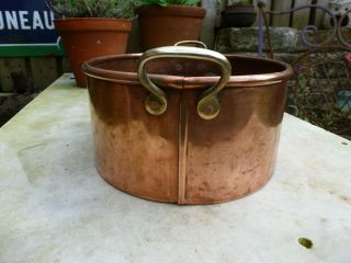 Vintage copper trough planter plant pot garden window box jam pan brass handles 4