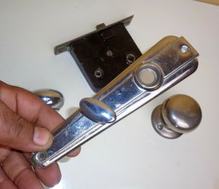 Antique Hardware Set Metal Door Knobs Art Deco Backplate Escutcheon Mortise Lock 8