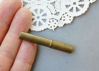 England Brass Sewing Needle Case 1 7/8 " Antique Vintage 1/4 " Diameter Tube