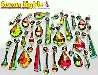 Gothic Crystals Chandelier Droplets Glass Colour Ab 25 Drops Prisms Beads Retro