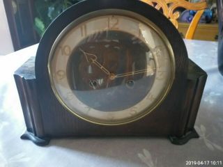 Vintage Smiths Enfield Wooden Mantle Clock With Pendulum
