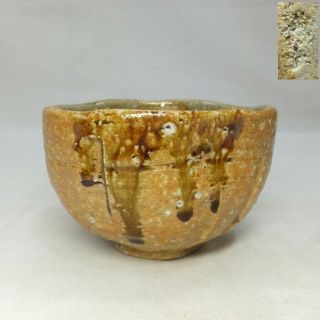 H057: Japanese Tea Bowl Of Shigaraki Pottery Ware By Great Zoroku Mashimizu