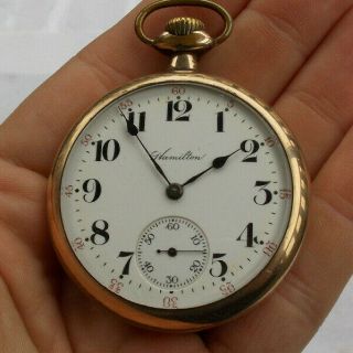Vintage Antique Hamilton 2 " Gold Filled Wind Up Pocket Watch 17 Jewels Look