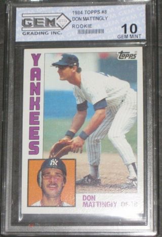 1984 Topps Don Mattingly Rookie Baseball Card 8 Gem Grading 10 Gem Rc$