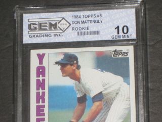 1984 Topps DON MATTINGLY Rookie Baseball Card 8 Gem Grading 10 Gem RC$ 2