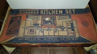 Vintage Marx Modern Kitchen Tin Litho Toy 1950 