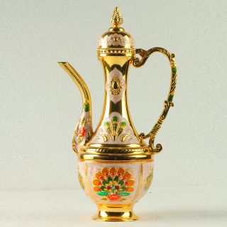Chinese Exquisite Cloisonne Teapot Carved Castle R0002