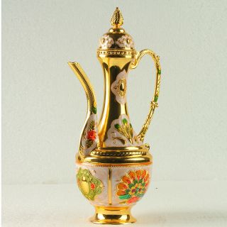 Chinese Exquisite Cloisonne TeaPot Carved Castle R0002 2