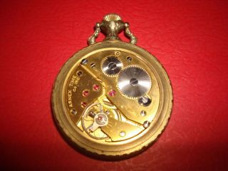 Arnex 17 Jewels Swiss Made Incabloc Pocket Watch Gold Tone Deer Scene 3