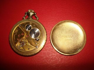 Arnex 17 Jewels Swiss Made Incabloc Pocket Watch Gold Tone Deer Scene 4