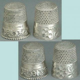 2 Antique Sterling Silver Thimbles By Stern & Goldsmith Circa 1890 - 1900s