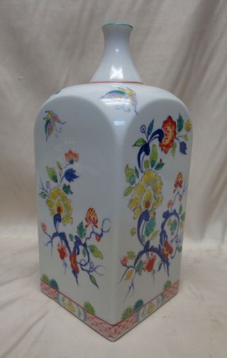 Japanese Vintage Porcelain Vase w.  Hand Painted Ornate Flower Designs 2