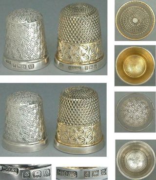 2 Vintage Sterling Silver Thimbles by Henry Griffith Hallmarked 1925 & 1953 2