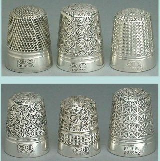 6 Antique Sterling Silver Clad Dorcas Thimbles By Charles Horner Circa 1905 - 30