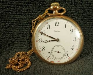 Vintage Tacy Swiss Made Seaclear Pocket Watch 17 Jewels Gold Case Running