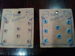Antique Baby Buttons On Cards