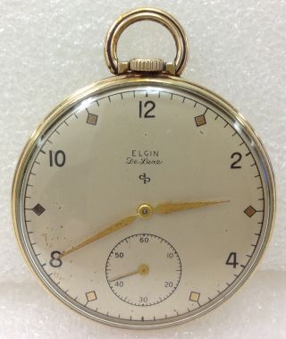 Vintage Elgin Deluxe 10kt Gold Filled 17 Jewels Pocket Watch - Not